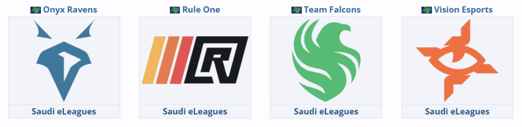 Teams qualified through Saudi eLeagues for Gamers8 Rocket League 2023 (Image from Liquipedia)