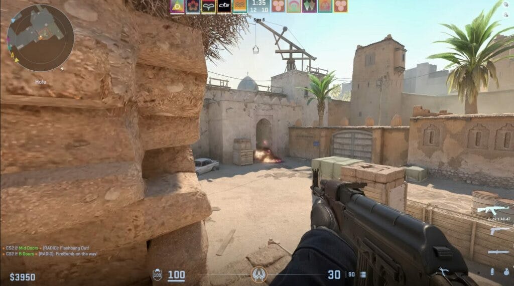 An image of Dust 2 B site in the new Source 2 engine update. (Image Credit: Valve/CSGO)