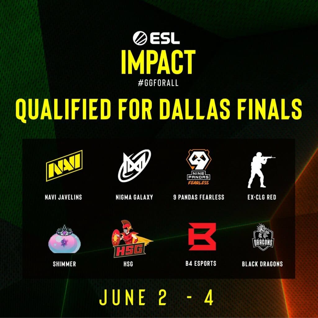ESL Impact teams that will compete at DreamHack Dallas (Image via ESL Gaming)