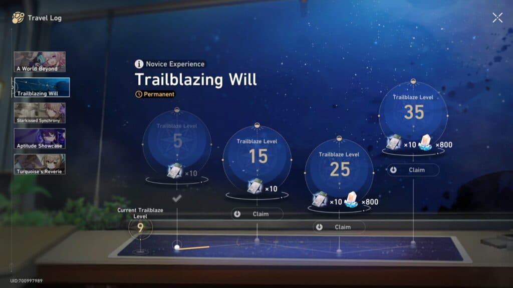 You can track your Trailblazer level in your Travel Log