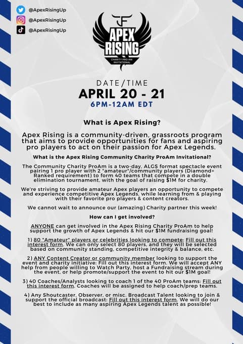 Tournament Information via @ApexRisingUp on Twitter