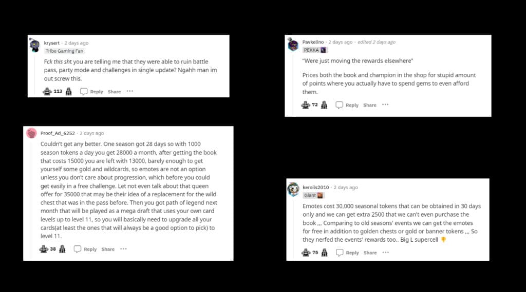 Clash Royale community backlash on the update