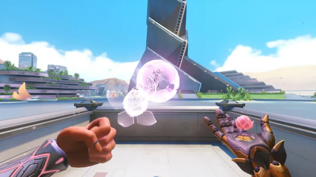 The new support hero using Life Grip (Image via Blizzard Entertainment)