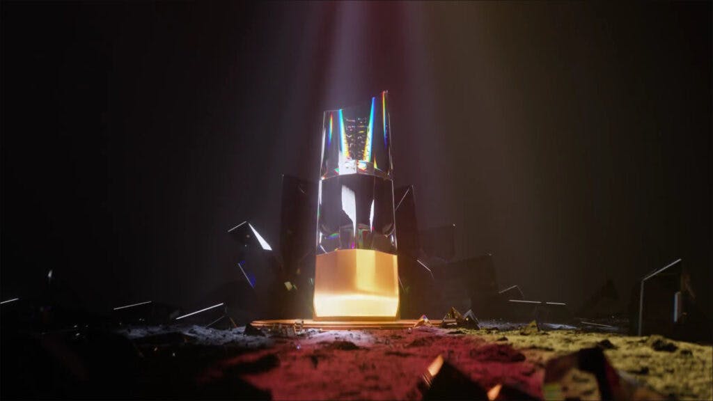 The RLCS trophy is made out of Swarovski aquamarine crystals. (Image from Rocket League)