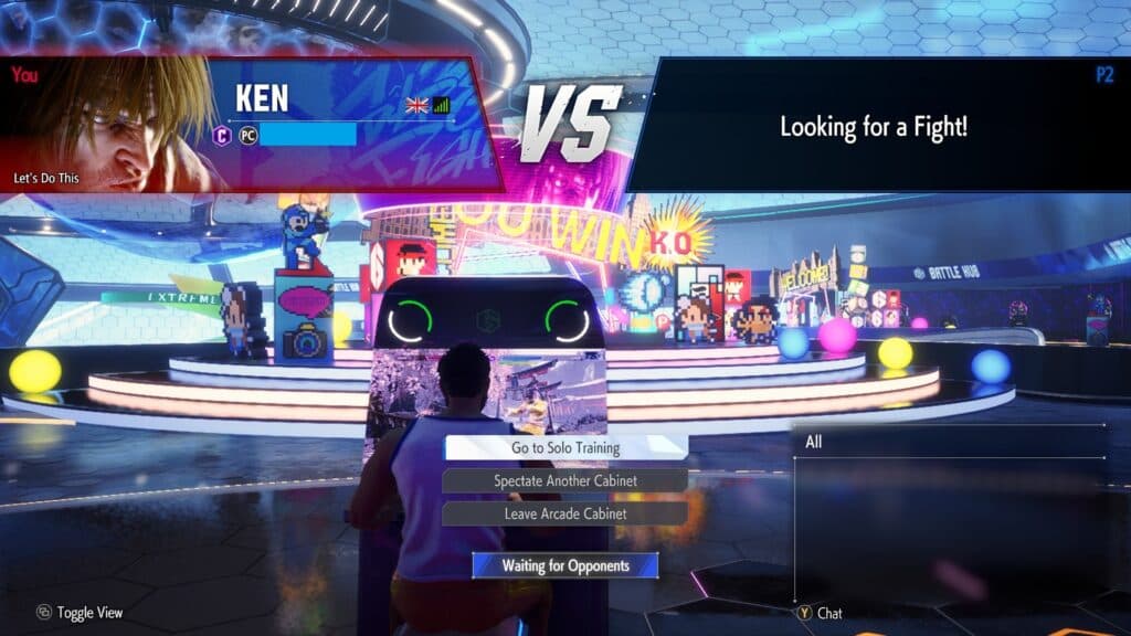 Select Go to Solo Training on the Battle Hub arcade cabinets (Image via esports.gg)