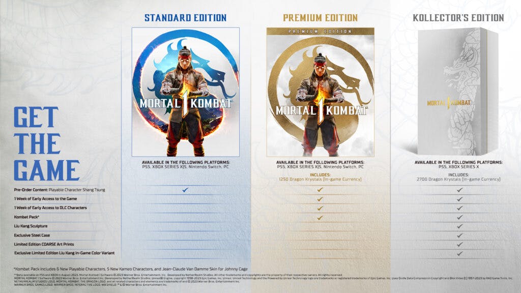 Mortal Kombat 1 edition differences (Image via Warner Bros. Games)