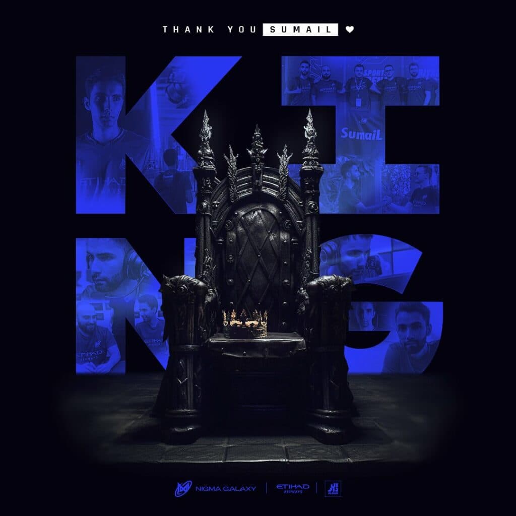 Nigma thanks SumaiL (Image via Nigma Galaxy <a href="https://twitter.com/NigmaGalaxy/status/1655497772815077376?s=20" target="_blank" rel="noreferrer noopener nofollow">Twitter</a>)