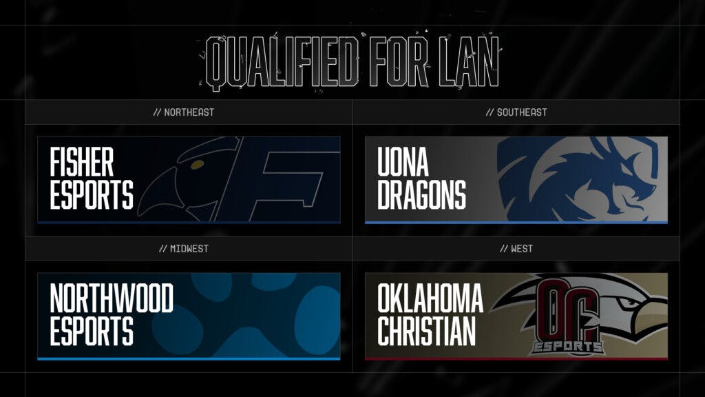 The four teams to qualify for College CoD LAN Championship through playoffs.