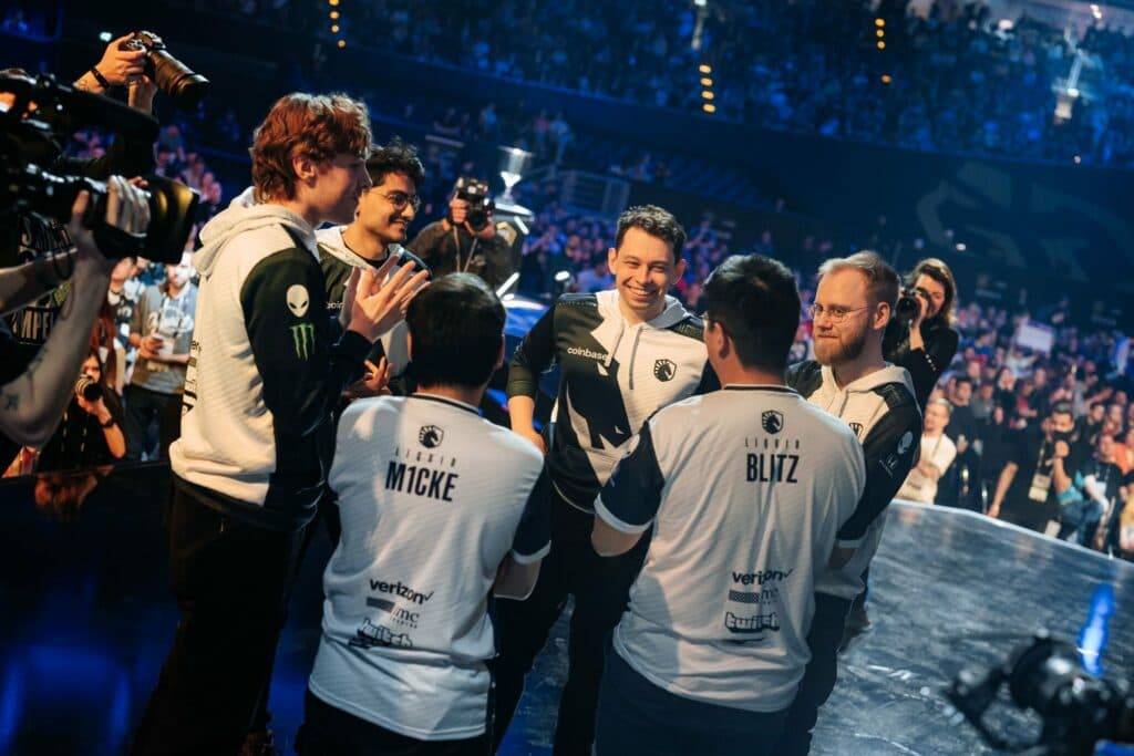 Team Liquid at the ESL One Berlin Major.<br>Image via <a href="https://twitter.com/TeamLiquid/status/1654561269280653313/photo/1" target="_blank" rel="noreferrer noopener nofollow">Team Liquid</a>