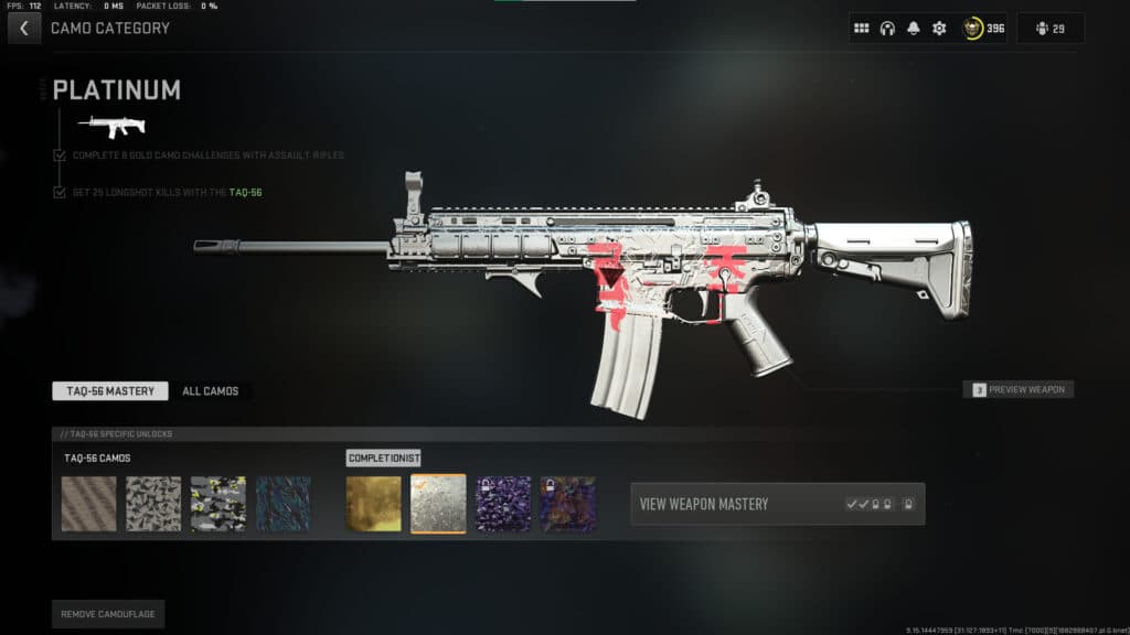Platinum camo in Call of Duty: Modern Warfare 2.