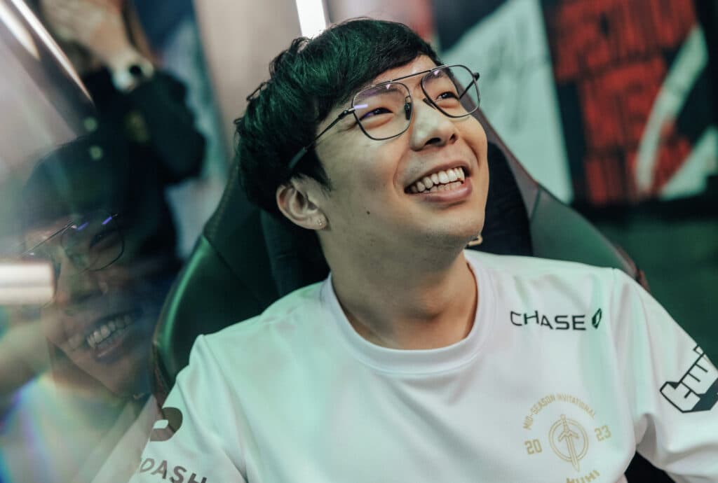 Golden Guardians Huhi on a game break during MSI 2023 (Image via Colin Young-Wolff and Riot Games)
