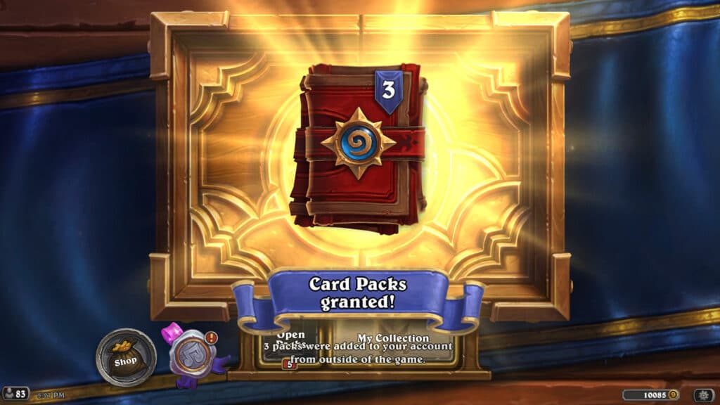Free Hearthstone card packs (Image via Blizzard Entertainment)