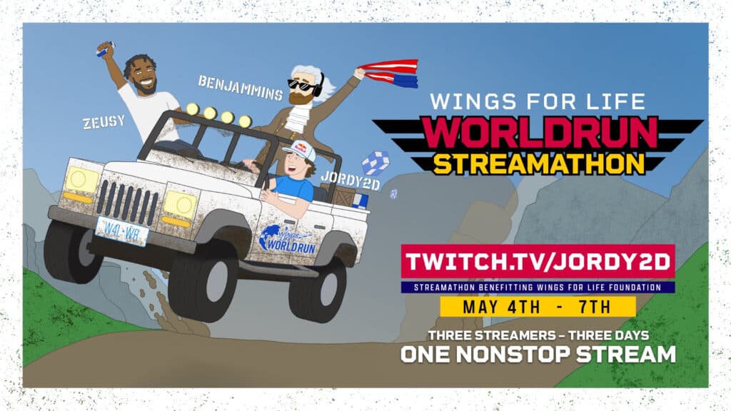 Jordy2d Wings for Life World Run streamathon information (Image via Red Bull and jordy2d <a href="https://twitter.com/jordy2d_/status/1653145725566369796" target="_blank" rel="noreferrer noopener">on Twitter</a>)