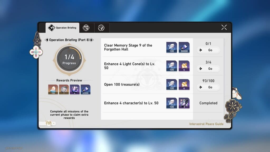 Operation Briefing can be a great source of rewards you have previously not claimed