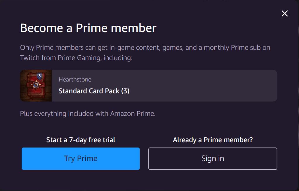 Free Prime Gaming trial - image via esports.gg
