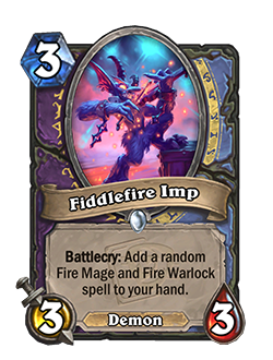 Fiddlefire Imp<br>Old: 3 Attack, 2 Health<br><strong>New: 3 Attack, 3 Health</strong>