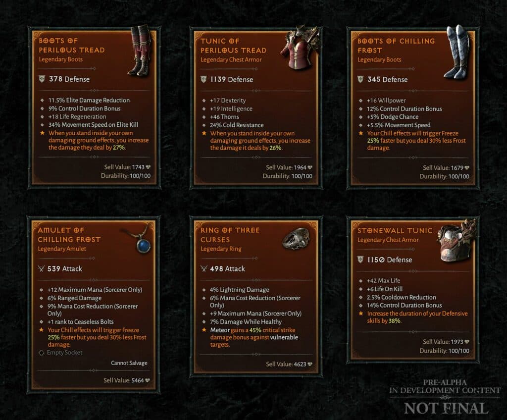 Legendary items in Diablo 4.