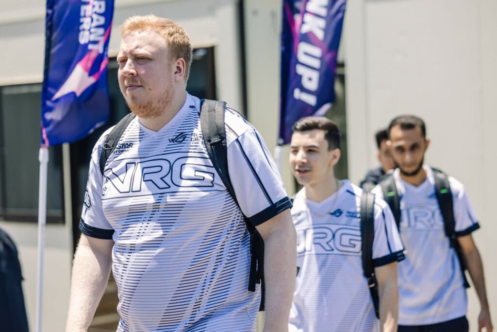 The NRG VALORANT roster arriving at the Tipstar Dome in Chiba before their playoffs match against Fnatic. The Fnatic vs NRG match is the first playoffs match for Fnatic. (Photo by Colin Young-Wolff/Riot Games)