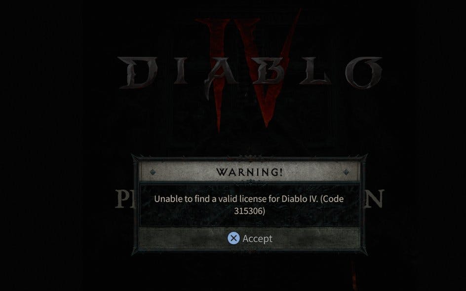Guide to Resolving Diablo 4 PS5 and PC Problem Code 315306
