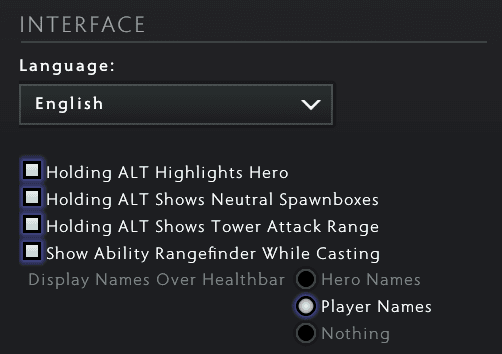 Dota 2 settings - Interface