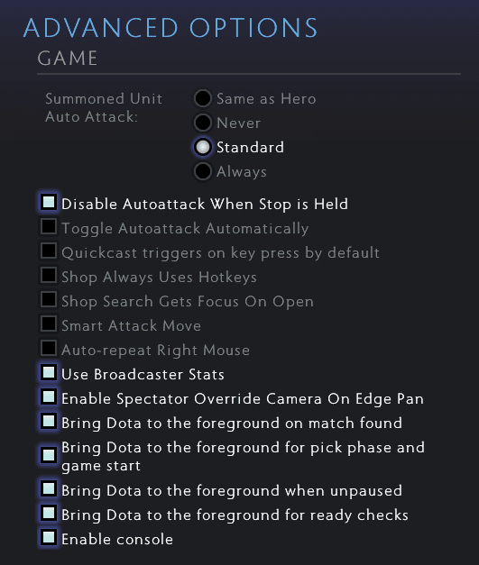 Advanced Dota 2 settings
