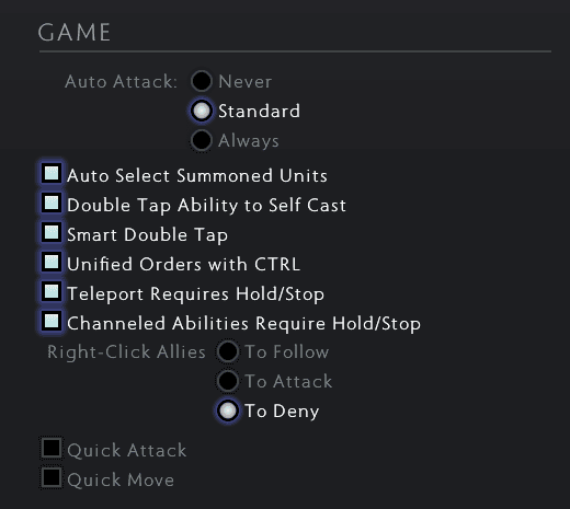 Dota 2 Game settings