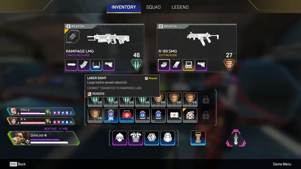 Laser sights can only be applied to some SMGs and pistols (Image via Respawn Entertainment)