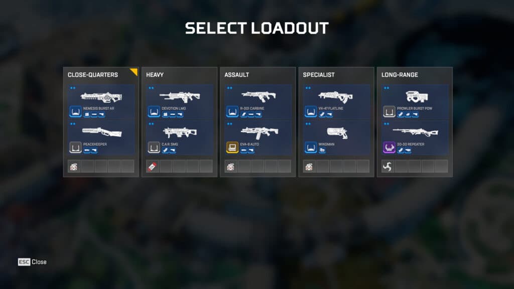 Control limits players to five categories of fixed loadout options at the beginning of each game.