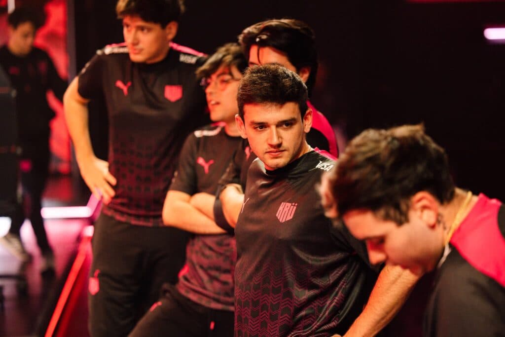 KRÜ Esports after their ninth loss of VCT Americas (Photo by Stefan Wisnoski/Riot Games)