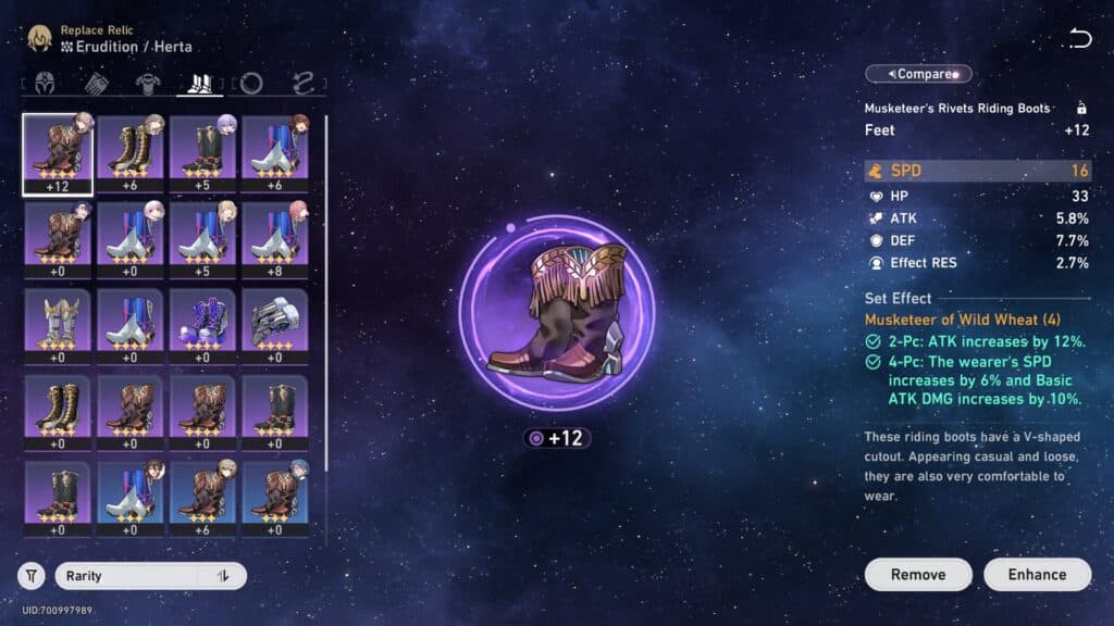 The Musketeer of Wild Wheat 4-set offers a 6% boost to the wearer's SPD