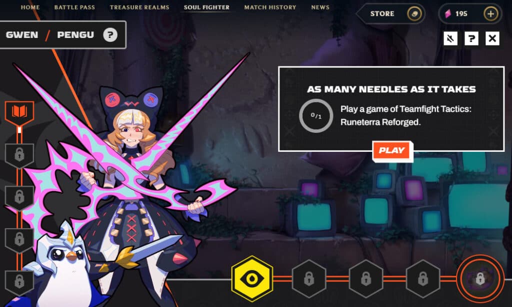 Play through the Soul Fighter missions to unlock new content. Screenshot taken in League of Legends