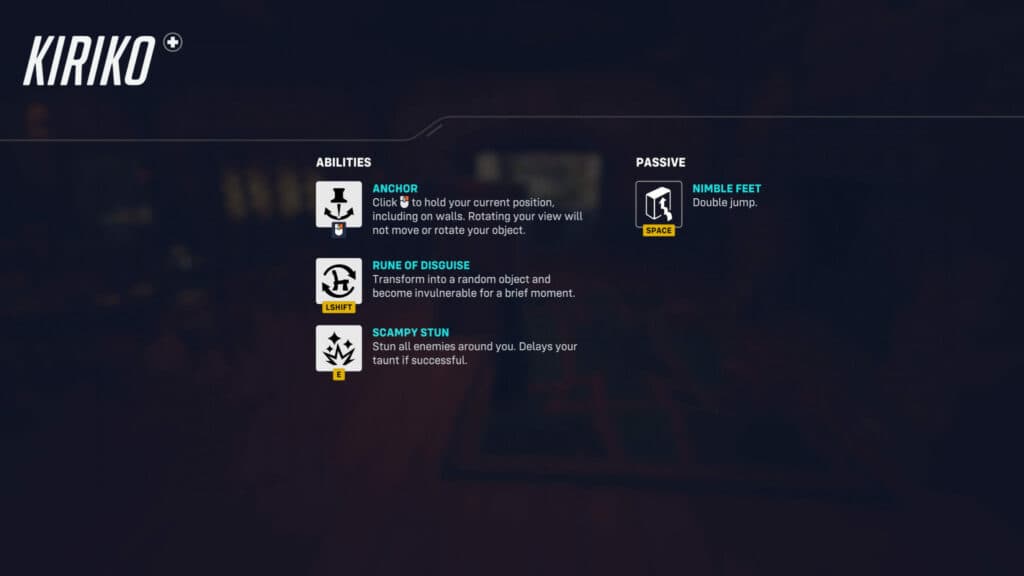 Kiriko's Prop Hunt abilities (Image via Blizzard Entertainment)