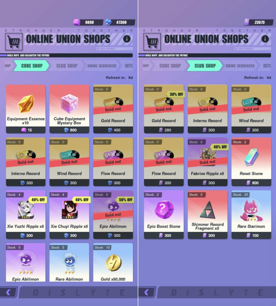 In-game shops (Image via Lilith Games)
