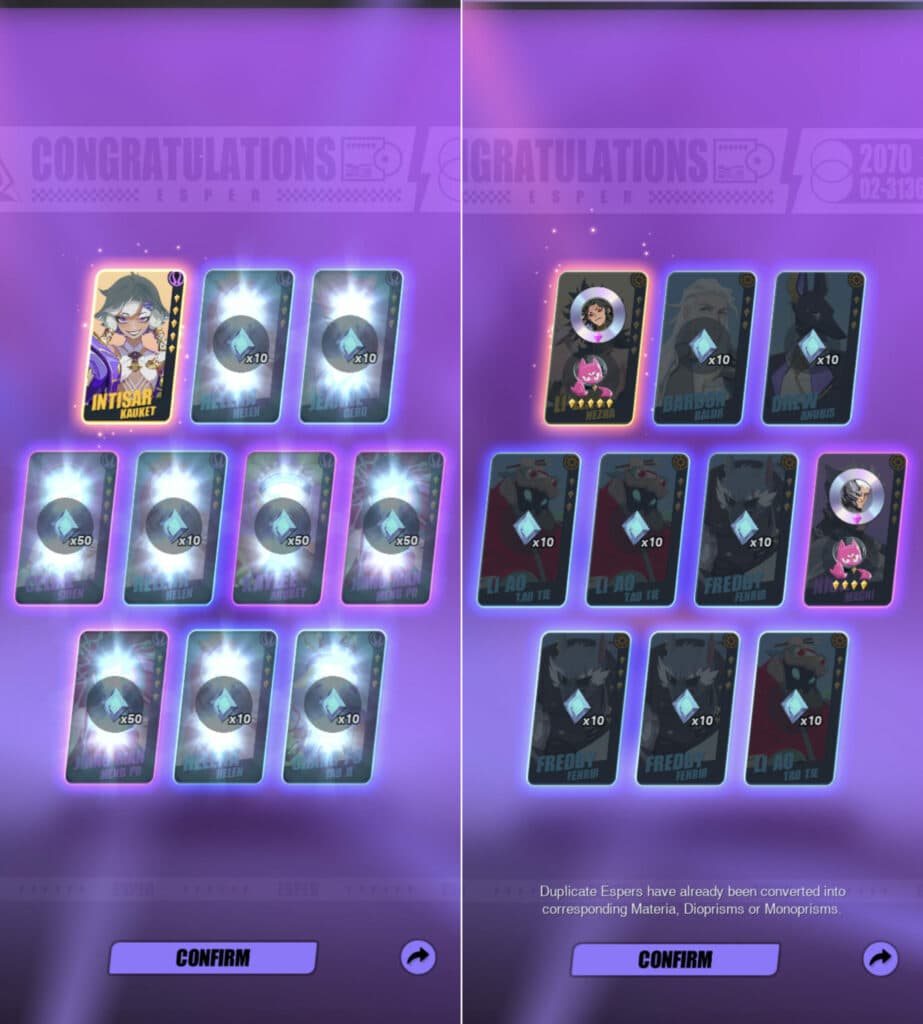 Gold and Elemental Records can result in five-star Espers (Image via Lilith Games)