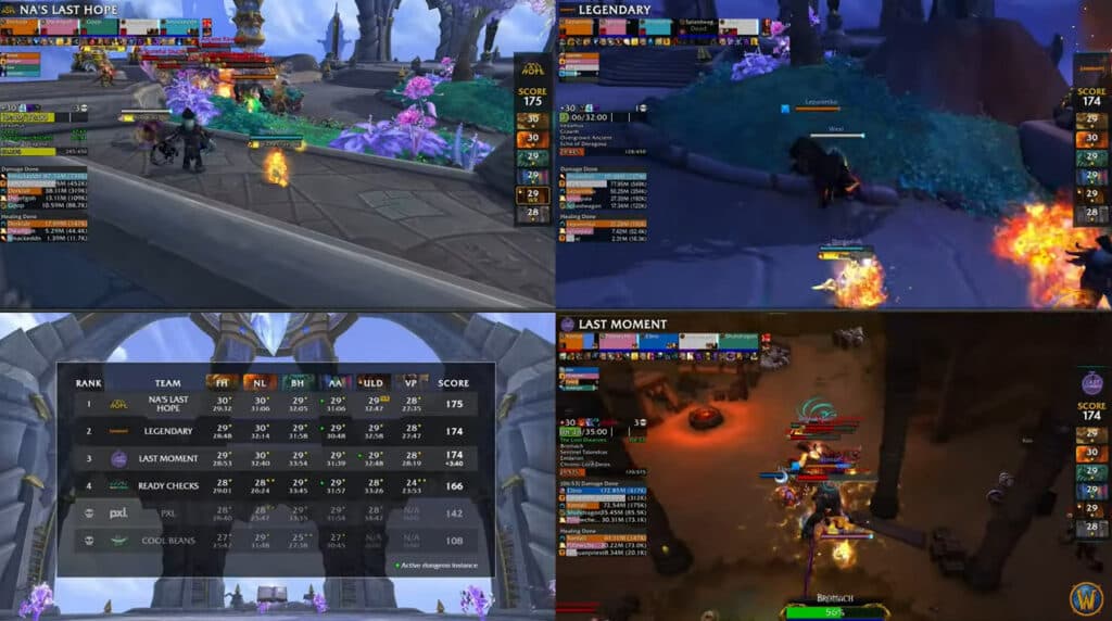 NA's Last Hope, Legendary, and Last Moment during WoW MDI TGP 2023 Group B Day 3 (Image via Blizzard Entertainment)