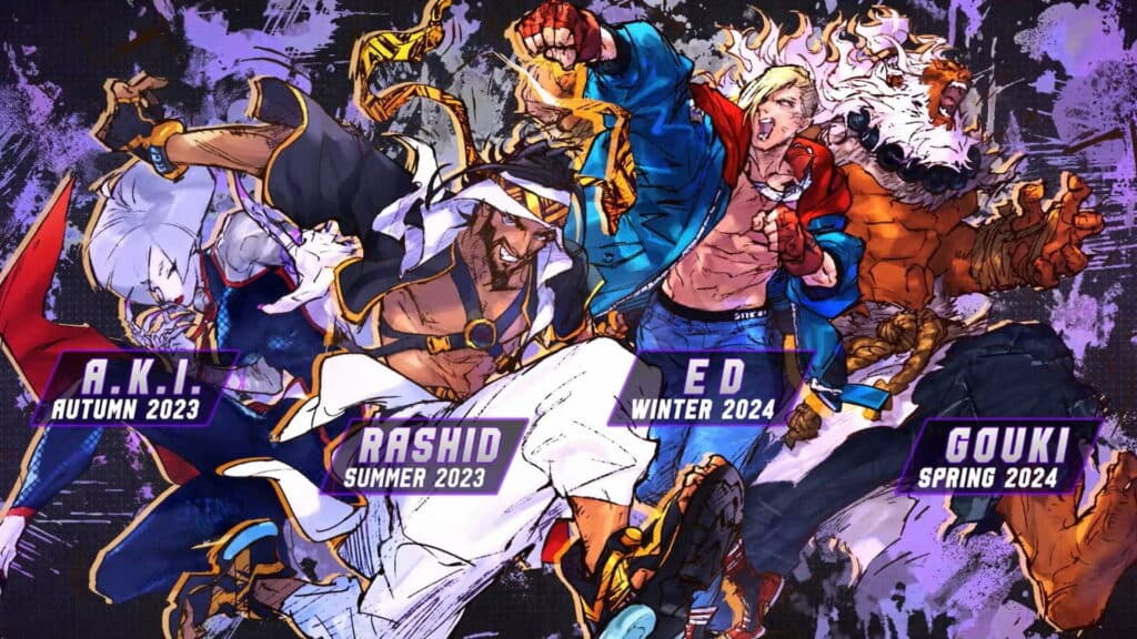 A Japanese promotional image of the first four SF6 DLC characters (Image via Capcom)