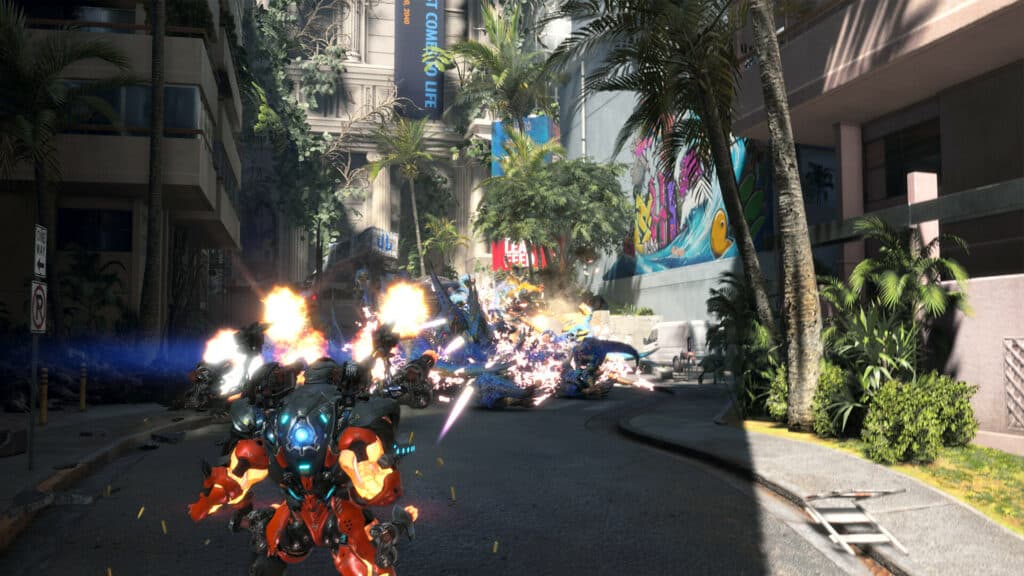 Exoprimal could really be any sci-fi shooter. It's hard to tell you're even killing dinosaurs (Image via Capcom)