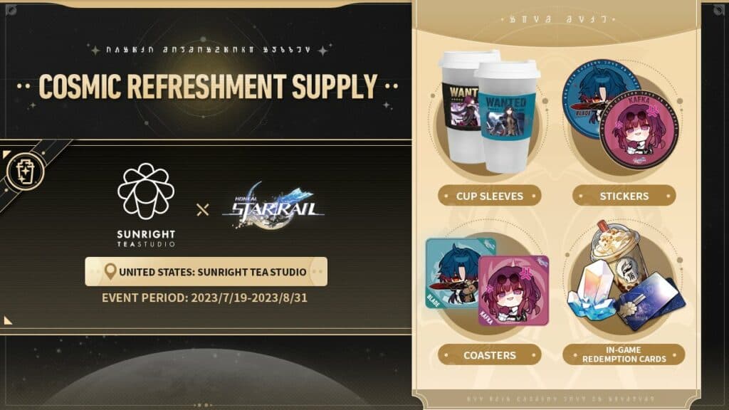 The Cosmic Refreshment supply rewards in the United States at Sunright Tea Studio
