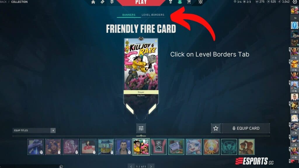 From the two tabs, select Level Borders. Image Credit: Riot Games / Esports.gg