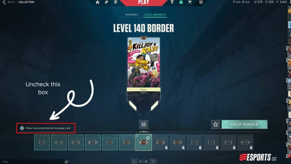 Finally, uncheck if you want to hide your account level. Image Credit: Riot Games / Esports.gg