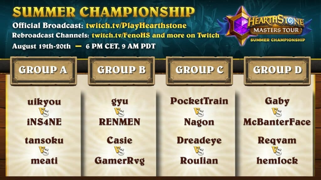 Hearthstone Summer Championship Groups - Image via <a href="https://twitter.com/FenoHS/status/1691435430917410818/photo/1" target="_blank" rel="noreferrer noopener">Feno</a>