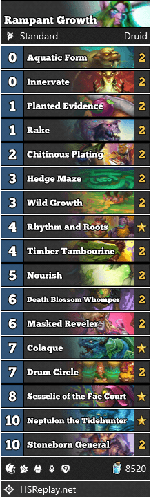 Druid - Rampant Growth<br>Free Hearthstone Deck