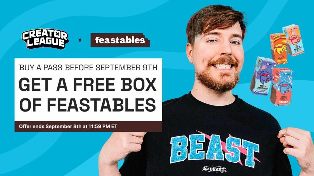 MrBeast is offering a free box of Feastables for any Community Pass purchases before September 9th