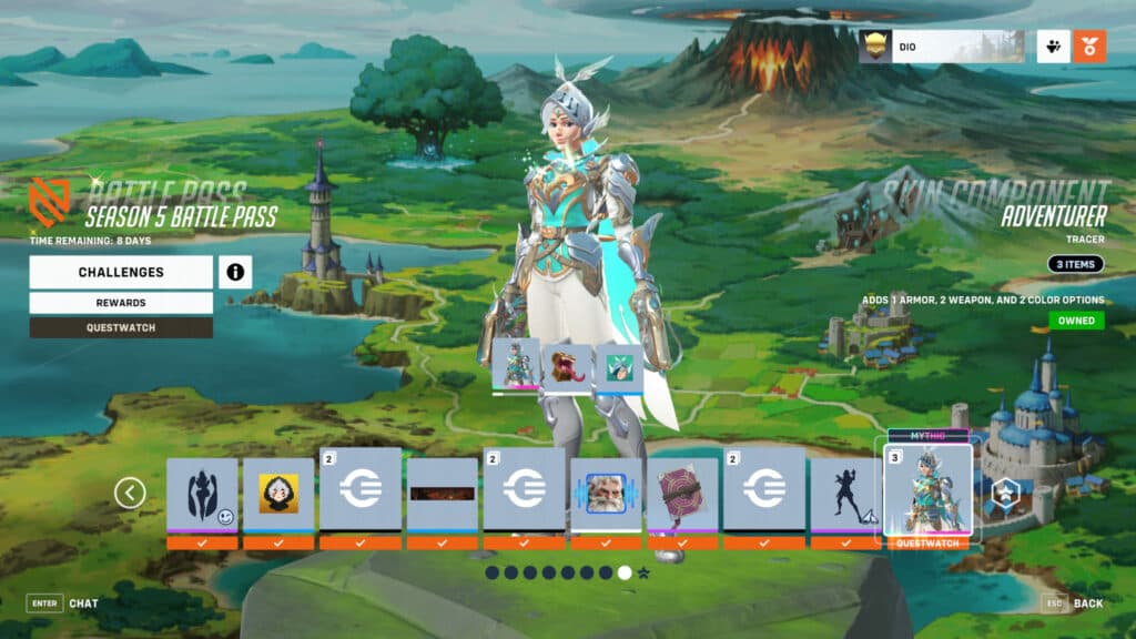 Mythic Tracer skin in the Season 5 Battle Pass (Image via Blizzard Entertainment)