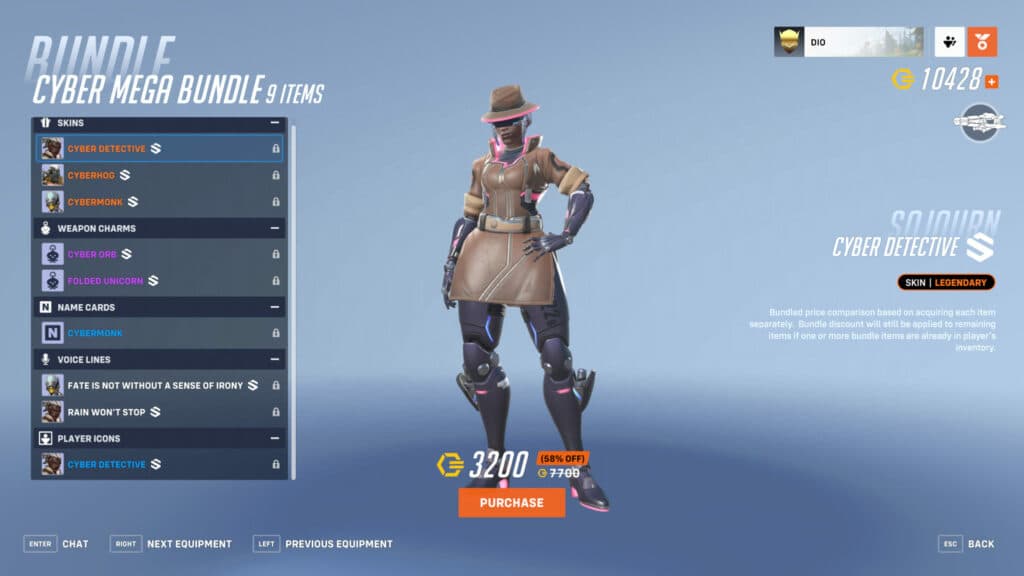 Cyber Detective Sojourn skin screenshot (Image via Blizzard Entertainment)