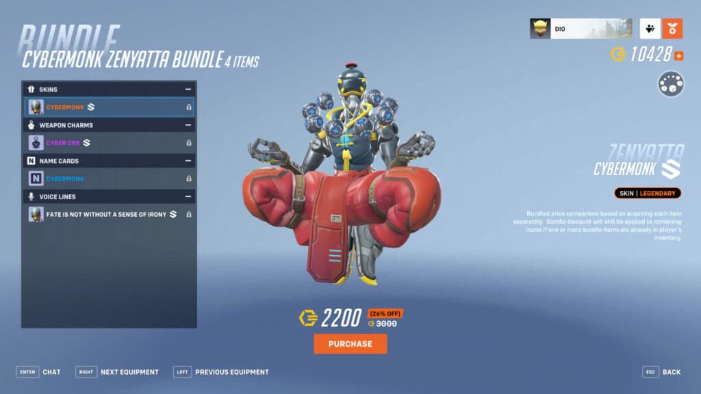Zenyatta's bundle (Image via Blizzard Entertainment)