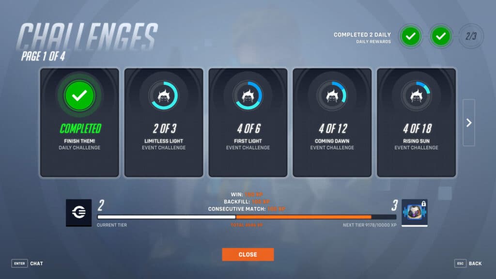 Completing event challenges in Overwatch 2 (Image via Blizzard Entertainment)