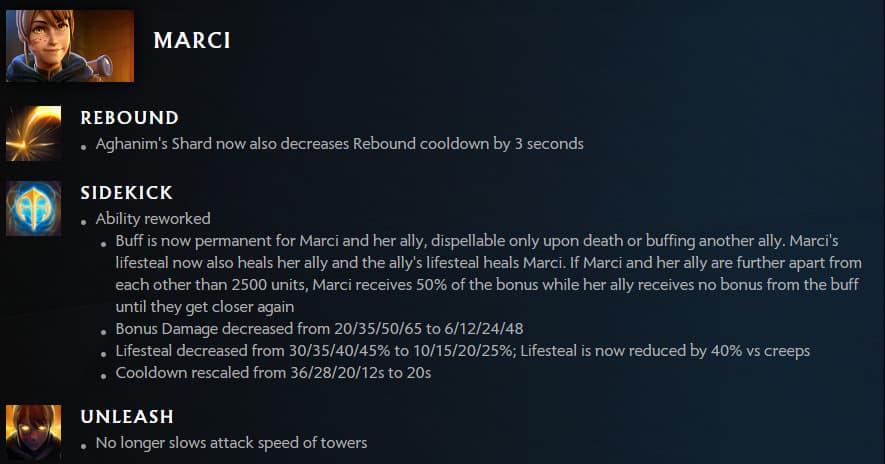 Marci's new reworked Sidekick in 7.34 (Image via Valve Corporation)