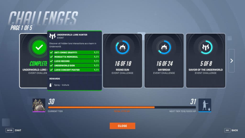 Overwatch 2 Underworld Lore Hunter challenge (Image via Blizzard Entertainment)