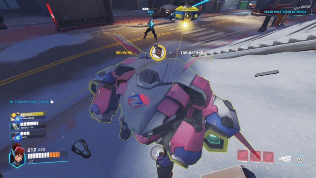 Reviving a teammate in Overwatch 2 PvE Toronto (Image via Blizzard Entertainment)